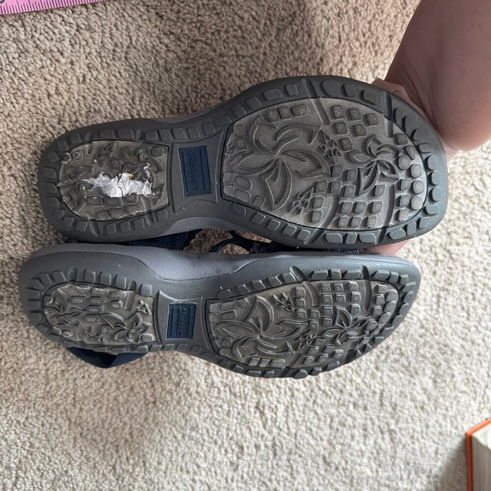 Skechers Reggae Slim Stretch Slingback Sandals Light Blue & Gray Women's Size 7 - Picture 3 of 9